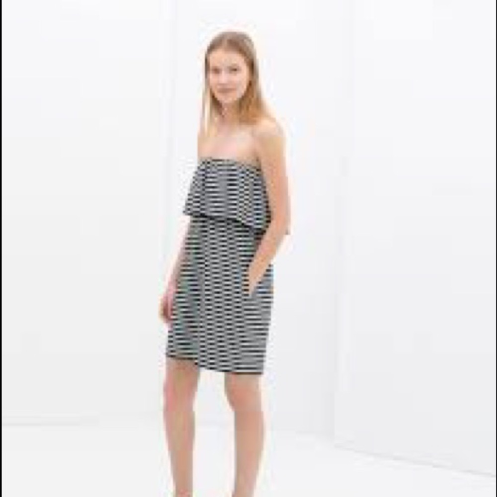Zara Striped Ruffle Tube Dress